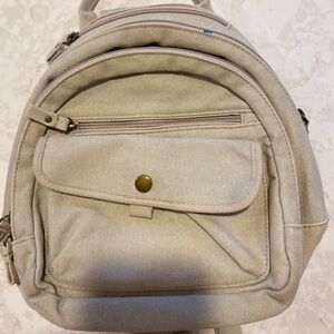 Light Khaki Beige Canvas Backpack